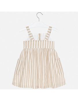 Vestido Mayoral Rayas Lino Beige Mini Niña