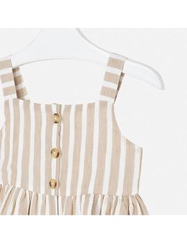 Vestido Mayoral Rayas Lino Beige Mini Niña