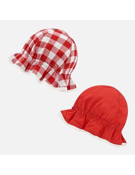 Gorro Reversible Mayoral Cuadros Blanco/Rojo Bebe