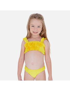 Bikini Mayoral Apliques Flores Amarillo Mini Niña