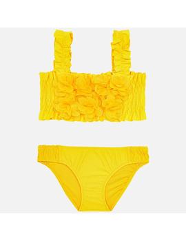 Bikini Mayoral Apliques Flores Amarillo Mini Niña