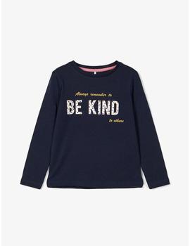 Camiseta Name it  M/L BE KIND Marino Mini Niña