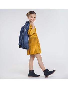 Vestido Mayoral Saten Plisado Mostaza Kids Niña