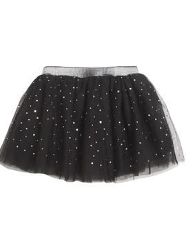 Falda Newness Tul Con Brillo Negra Mini Niña