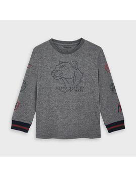 Camiseta Mayoral NEVER GIVE UP Gris Mini Niño