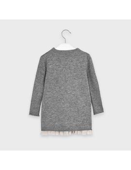 Vestido Mayoral Punto -Tul Gatitos Gris Niña