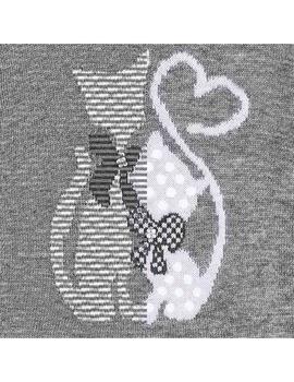 Vestido Mayoral Punto -Tul Gatitos Gris Niña