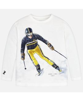 Camiseta Mayoral  Manga Larga EsquiadorBlanca