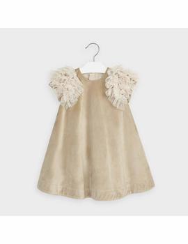 Vestido Mayoral Terciopelo Beige Niña