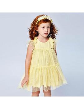 Vestido Mayoral Tul Plumeti Amarillo Para Niña