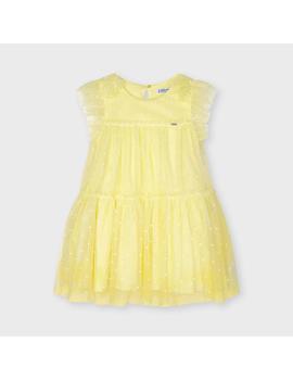 Vestido Mayoral Tul Plumeti Amarillo Para Niña