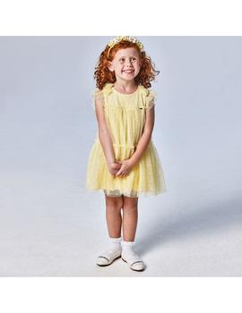 Vestido Mayoral Tul Plumeti Amarillo Para Niña