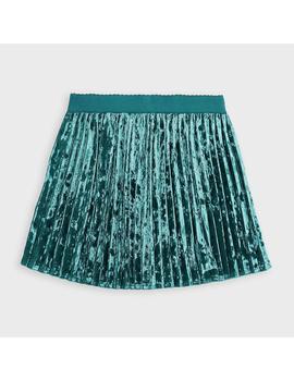 Falda Mayoral Terciopelo Plisado Verde Mini Niña