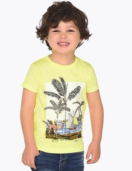 Camiseta Mayoral m/c Palmeras Amarilla Para Niño