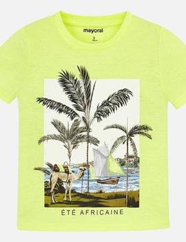 Camiseta Mayoral m/c Palmeras Amarilla Para Niño