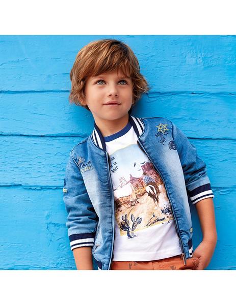 Camiseta Mayoral m/c Aplique Vaqueros Niño