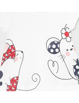 Camiseta Mayoral  M/c Blanca Para Bebé Niña