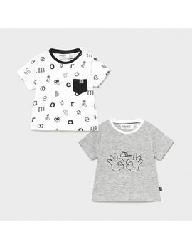  Set 2 Camisetas Mayoral  M/C Negra Para Bebe Niño