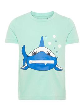 Camiseta Name It Tiburón Con Cremallera Verde Niño