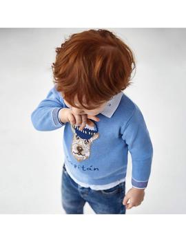 Jersey Mayoral Intarsia Animal Azul Para Bebé Niño