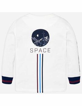 Camiseta Mayoral M/l 'space' Crudo Para Niño