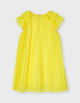 Vestido Mayoral Plisado Amarillo Para Niña