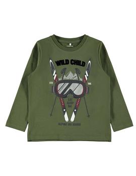 Camiseta Name it Wild Child Verde Para Mini Niño