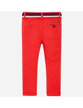 Pantalon Chino Pique Cinturon  Rojo Niño Mayoral