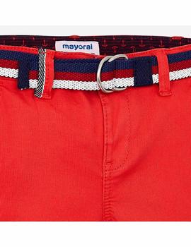 Pantalon Chino Pique Cinturon  Rojo Niño Mayoral