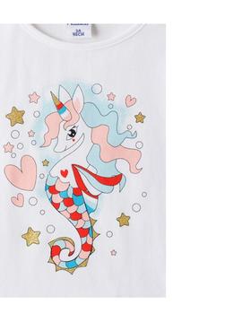 Camiseta Newness Unicornio Blanca Para Niña