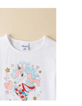 Camiseta Newness Unicornio Blanca Para Niña