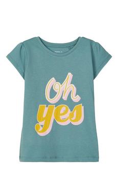 Camiseta Name it Oh yes Verde Mini Niña