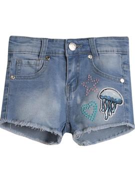 Short Vaquero Medusa Azul Para Niña