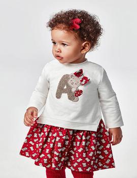Vestido Mayoral  Aplique Rojo Para Bebé Niña