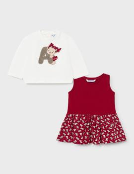Vestido Mayoral  Aplique Rojo Para Bebé Niña