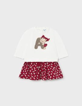 Vestido Mayoral  Aplique Rojo Para Bebé Niña