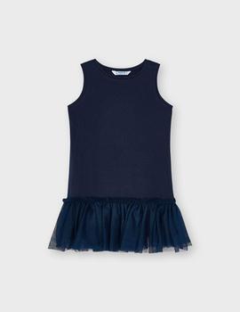 Vestido Mayoral Tricot Bordado Cemento Para Niña