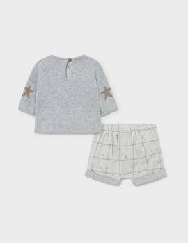Conj. Pant. Corto Y Leotardo Gris Para Bebé
