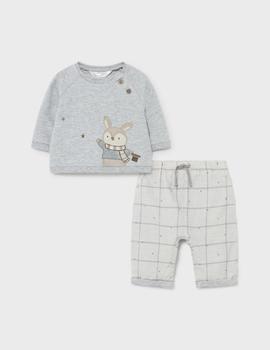  Conj. Mayoral Pant. Largo Y Pullover Gris Para Bebé
