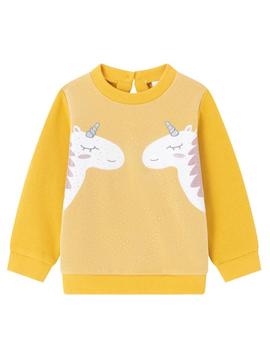 Sudadera Newness Unicornio Amarilla Para Bebé