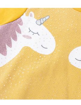 Sudadera Newness Unicornio Amarilla Para Bebé