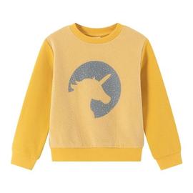 Sudadera Newness Unicornio Amarilla Para Niña