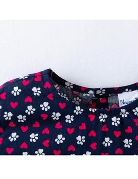 Camisa Newness Corazones Marino Para Niña