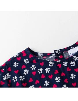 Camisa Newness Corazones Marino Para Niña