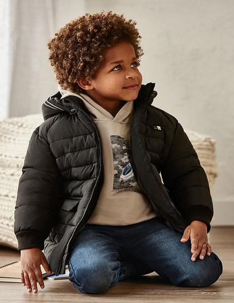 Chaqueton Mayoral Bomber Largo Negro Para Nino