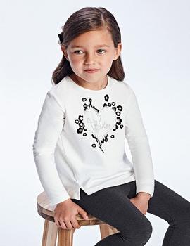 Camiseta Mayoral Corazon Crudo Para NIña