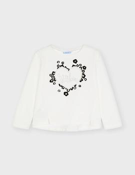 Camiseta Mayoral Corazon Crudo Para NIña