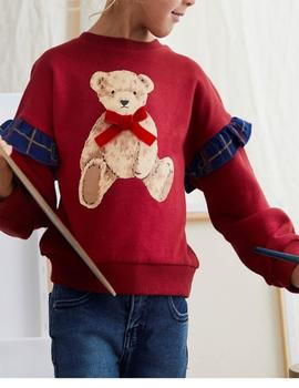 Sudadera Dadaty Oso Granate Para Niña