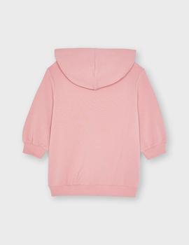 VESTIDO MAYORAL FELPA CAPUCHA ROSA PARA NIñA