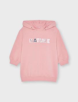 VESTIDO MAYORAL FELPA CAPUCHA ROSA PARA NIñA